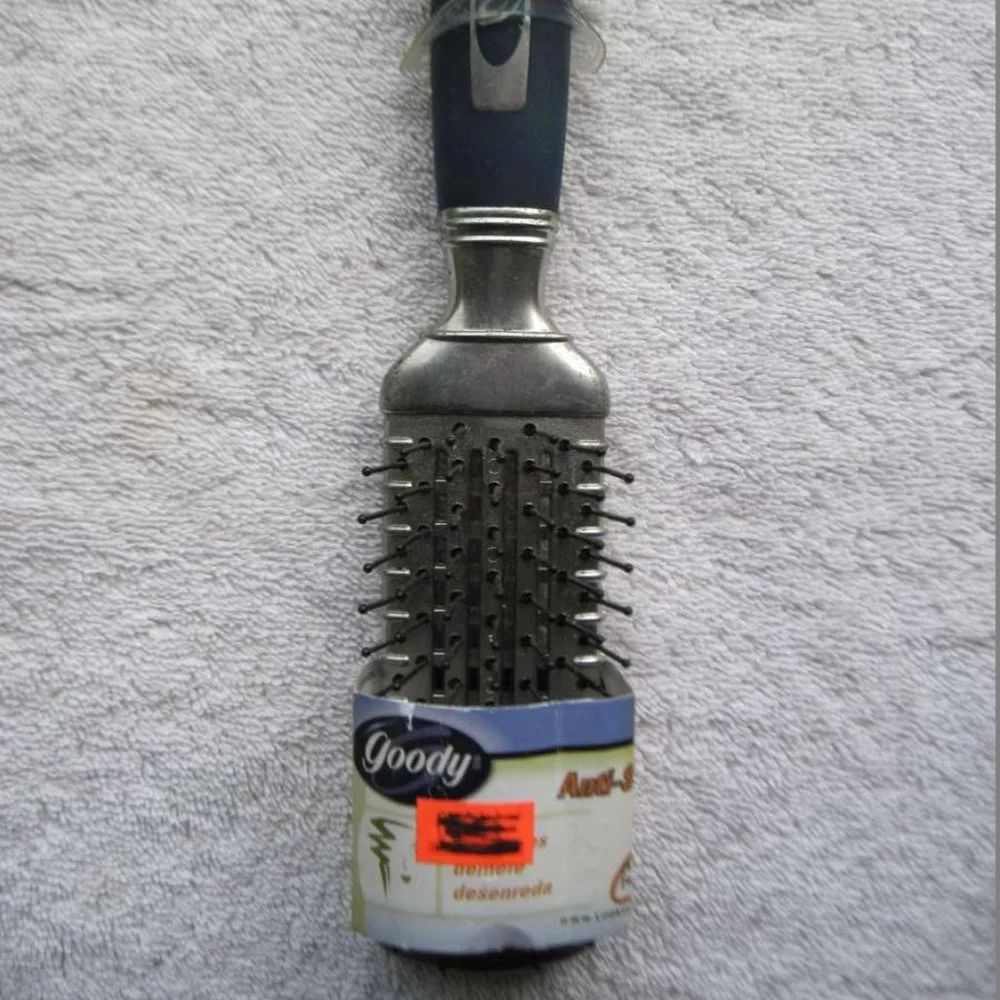 Goody Anti Static Detangling Flat Base Hair Brush Metal Detangle 2001 Blue Grip